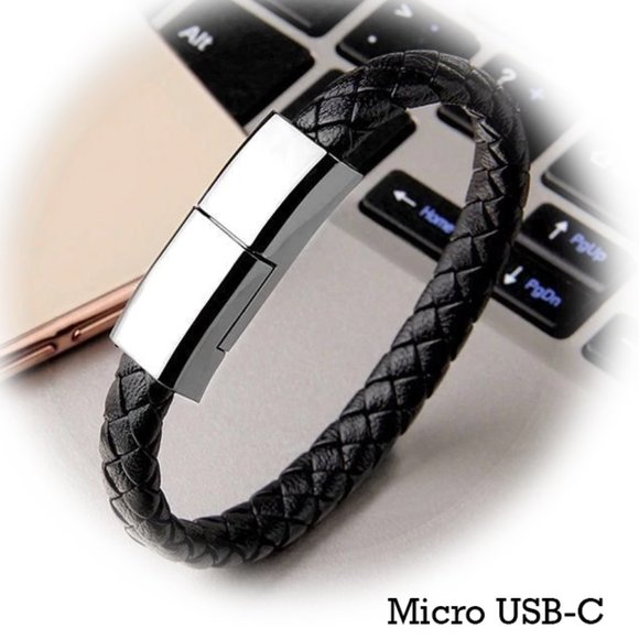 My Bead Emporium Other - Men's black leather bracelet wit USB-C drive.